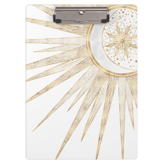 Porte-bloc Elegant Gold Doodles Sun Moon Mandala Design (Devant)