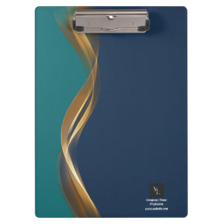 Porte-bloc Elégant Gold Wave Blue Turquoise avec logo