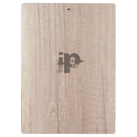 Porte-bloc Elégant look bois Monogramme Modèle Personnalisé (Dos)