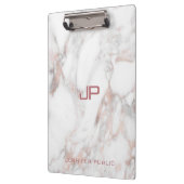 Porte-bloc Élégant Marbre blanc d'or Rose Monogramme moderne (Gauche)