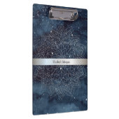 Porte-bloc Elégant moderne en argent Mandala Stripe Navy bleu (Swatch)