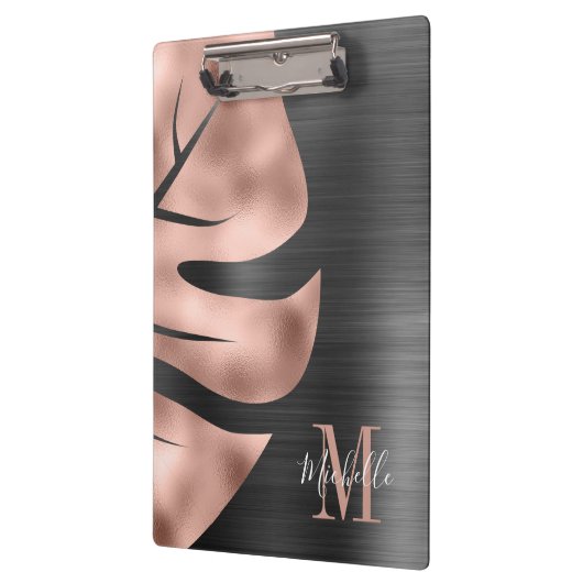 Porte-bloc Élégant Monogram Rose Gold Noir (Gauche)