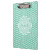 Porte-bloc Élégant Monogramme De Quatrefoil Vert Mint Avec No (Gauche)