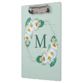 Porte-bloc Élégant Monogramme Fille Floral Argent (Gauche)