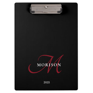 Porte-bloc Élégant Monogramme moderne noir rouge