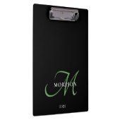 Porte-bloc Élégant Monogramme moderne noir vert Script (Swatch)