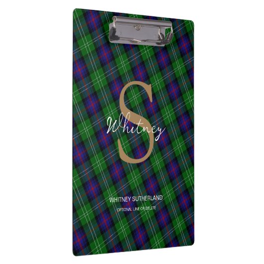 Porte-bloc Élégant Monogramme Nom du script Sutherland Tartan (Swatch)