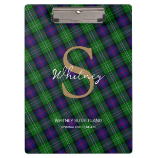 Porte-bloc Élégant Monogramme Nom du script Sutherland Tartan