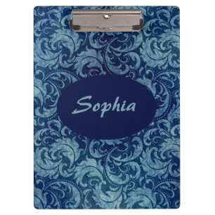Porte-bloc Elégant motif de Damas Vintage bleu