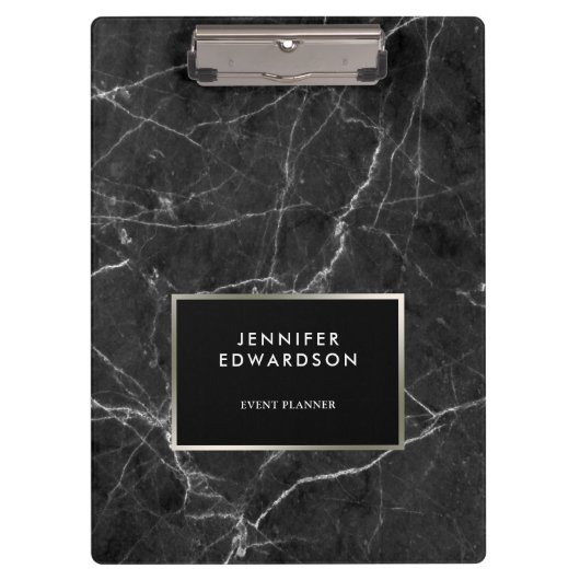 Porte-bloc Élégant motif en marbre noir blanc personnalisé (Devant)