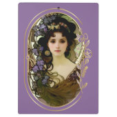 Porte-bloc Elégant Mucha Style Portrait d'une belle femme (Dos)