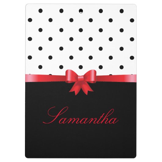 Porte-bloc Elégant noir blanc pois rouge arc Personnaliser (Dos)
