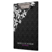 Porte-bloc Elégant noir dentelle blanche Damas (Gauche)