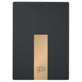 Porte-bloc Élégant noir moderne Faux Gold Stripe Monogramme (Dos)