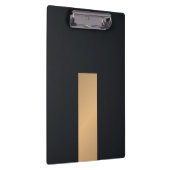Porte-bloc Élégant noir moderne Faux Gold Stripe Monogramme (Swatch)
