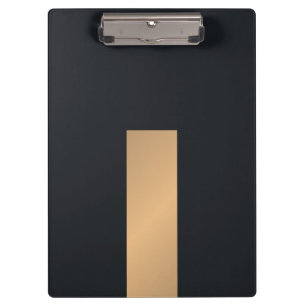 Porte-bloc Élégant noir moderne Faux Gold Stripe Monogramme