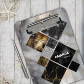 Porte-bloc Elégant noir or argent géométrique