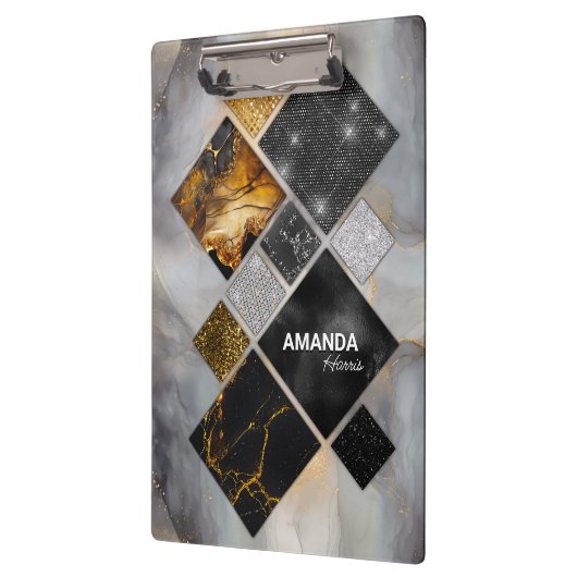 Porte-bloc Elégant noir or argent géométrique (Gauche)