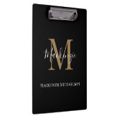 Porte-bloc Élégant Noir Or Personnalisé Nom Monogramme (Swatch)
