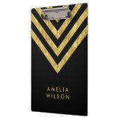 Porte-bloc Élégant nom noir Faux Gold Chevron (Gauche)