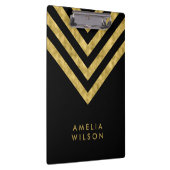 Porte-bloc Élégant nom noir Faux Gold Chevron (Swatch)