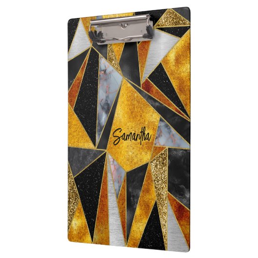 Porte-bloc Elégant or abstrait noir géométrique (Gauche)