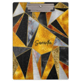 Porte-bloc Elégant or abstrait noir géométrique (Devant)