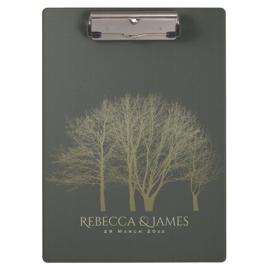PORTE-BLOC ÉLÉGANT OR GRIS AUTOMNE ARBRES MONOGRAMME (Devant)