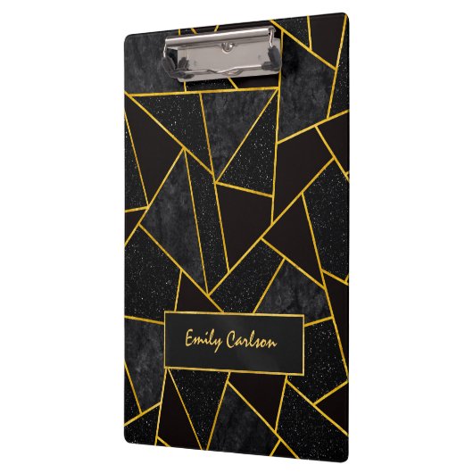 Porte-bloc Elégant or noir abstrait géométrique (Gauche)