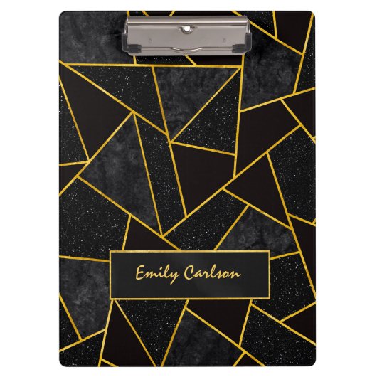 Porte-bloc Elégant or noir abstrait géométrique (Devant)