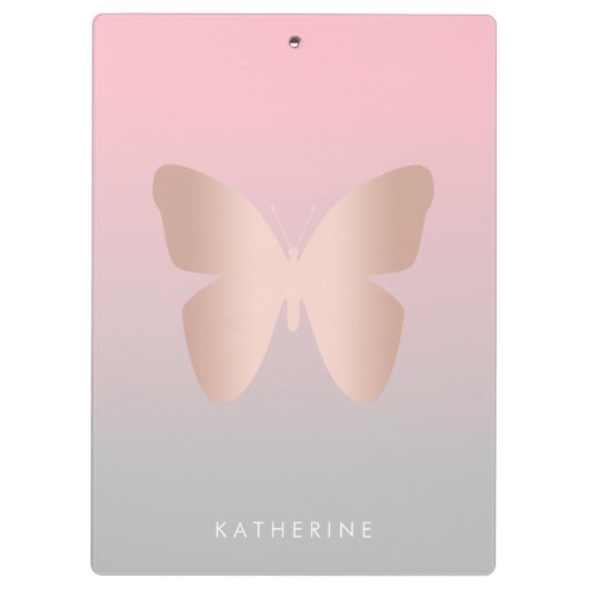 Porte-bloc Elégant papillon rose moderne en or tendance (Dos)