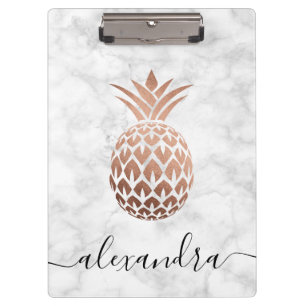 Porte-bloc Élégant rose en cuivre, ananas en marbre blanc