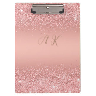 Porte-bloc Elegant Rose Gold Luxe Shimmer Monogram 