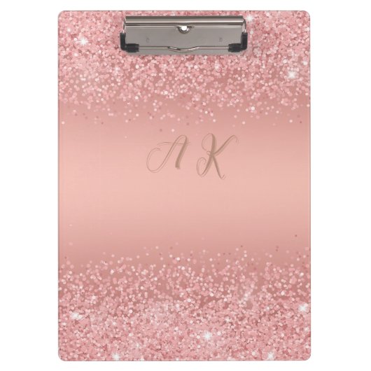 Porte-bloc Elegant Rose Gold Luxe Shimmer Monogram  (Devant)