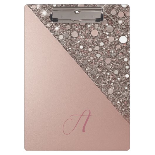 Porte-bloc Elegant Rose Gold Monogram Clipboard (Devant)
