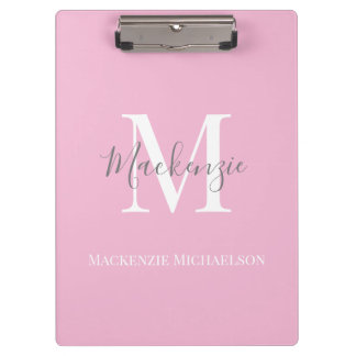 Porte-bloc Élégant rose gris Nom du monogramme personnalisé