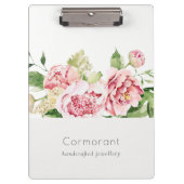 Porte-bloc Elégant rose rose vert Aquarelle Peony Floral (Devant)