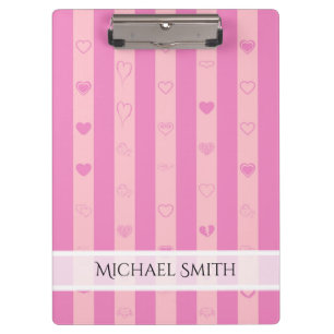 Porte-bloc Élégant rose violet stries Motif de coeur moderne