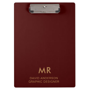 Porte-bloc élégant rouge et or Monogramme Logo