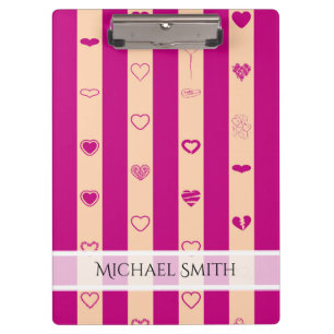 Porte-bloc Elégant Royal Fuchsia Stripe moderne Motif de coeu