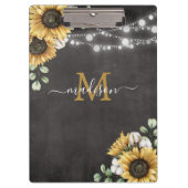 Porte-bloc Elégant rustique tournesol Eucalyptus Floral Noir (Devant)