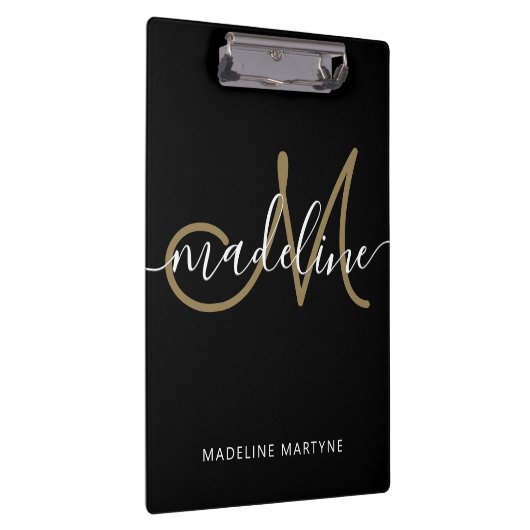 Porte-bloc Élégant Script Monogram Black Gold (Swatch)