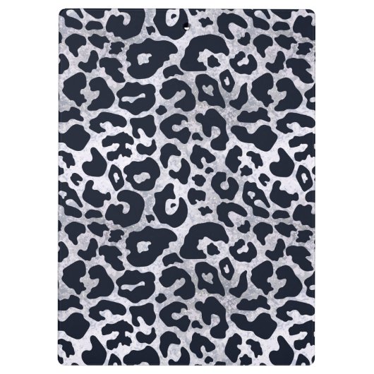 Porte-bloc Élégant Silver Black Leopard Impression Monogramme (Dos)