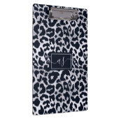 Porte-bloc Élégant Silver Black Leopard Impression Monogramme (Swatch)