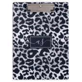 Porte-bloc Élégant Silver Black Leopard Impression Monogramme (Devant)