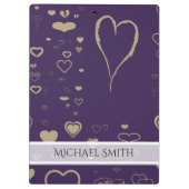 Porte-bloc Élégant violet moderne Motif de coeur (Dos)