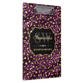 Porte-bloc Élégant Violet & Or Huile Léopard Spots Monogramme (Swatch)