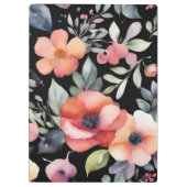 Porte-bloc Elégante aquarelle fleurs noir or professionnel (Dos)