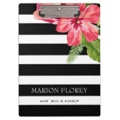 Porte-bloc Elégante Blancs Noirs Avec Fleurs Exotiques (Devant)