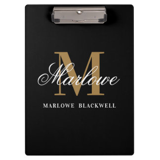 Porte-bloc Élégante calligraphie de monogramme d'or noir